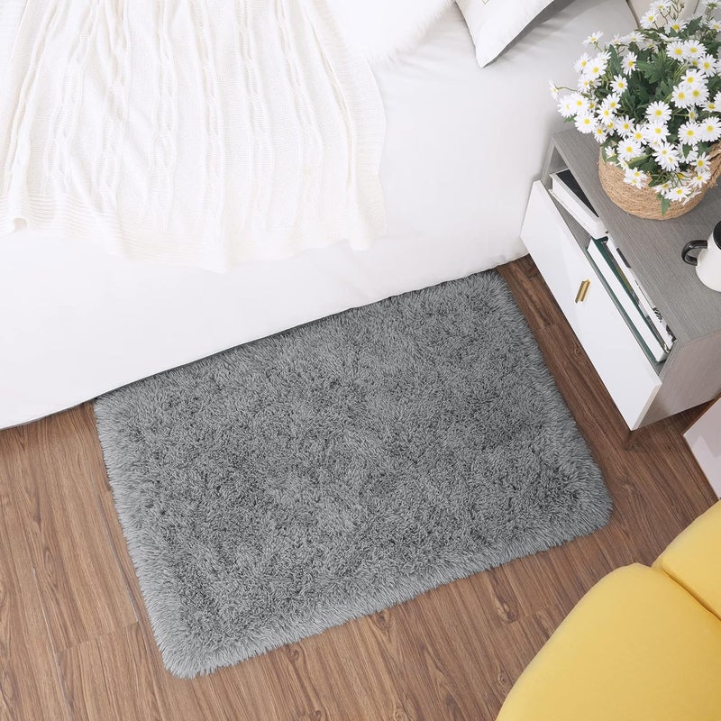 Tepook Super Soft Fluffy Rug for Bedroom, Modern Shaggy Fuzzy Kids Rugs for Living Room, Plush Indoor Nursery Home Decor Dorm Carpet with Non-Slip Bottom, Grey, 2 X 3 Feet - Image 5